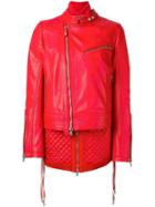 Diesel Black Gold 'leclerc' Jacket, Women's, Size: 38, Red, Cotton/calf Leather/polyester/brass