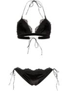 Oseree Travaillé Velvet Triangle Bikini - Black