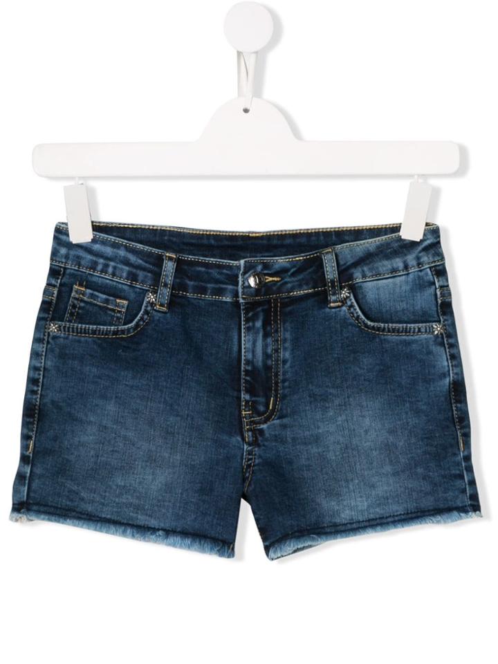 John Richmond Junior Rich Print Denim Shorts - Blue