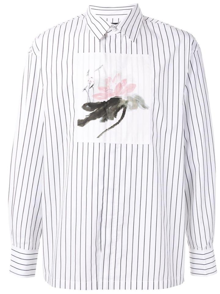 Fengchen Wang Floral Patch Striped Shirt - White