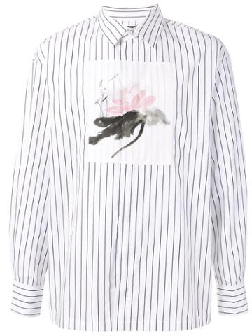 Fengchen Wang Floral Patch Striped Shirt - White
