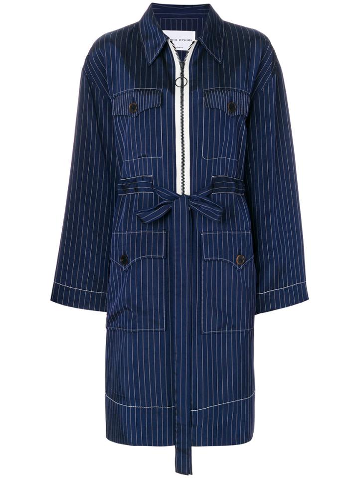 Sonia Rykiel Pinstriped Coat - Blue