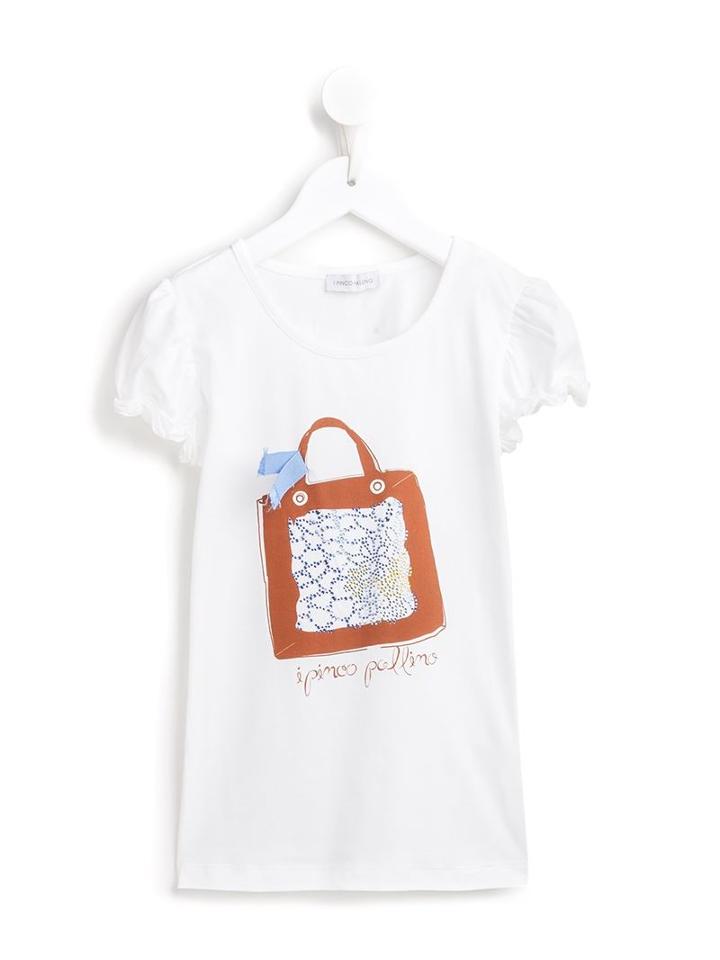 I Pinco Pallino Hand Bag Print T-shirt, Girl's, Size: 12 Yrs, White