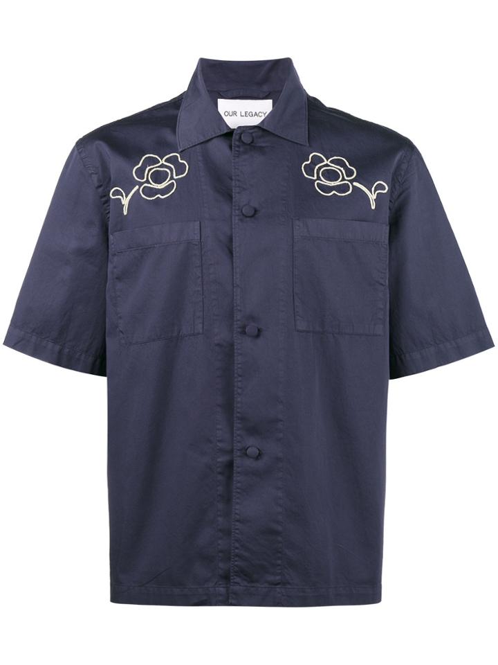 Our Legacy Splash Floral Short Sleeve Shirt - Blue