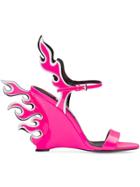 Prada Flame Wedge Sandals - Pink & Purple