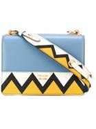 Prada Zig-zag Strap Shoulder Bag, Women's, Blue, Leather