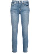 7 For All Mankind High Waisted Cropped Denim Jeans - Blue