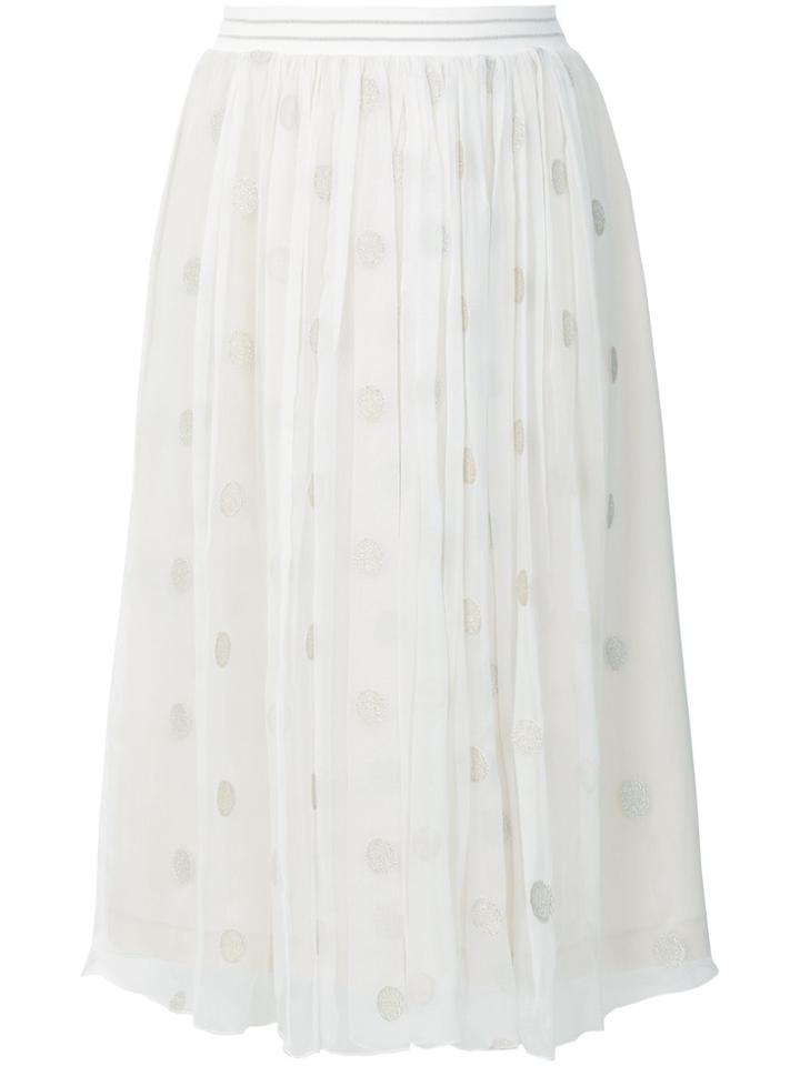 D.exterior Dotted Tulle Skirt - White