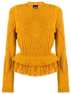 Just Cavalli Cable Knit Fringed Jumper - Orange