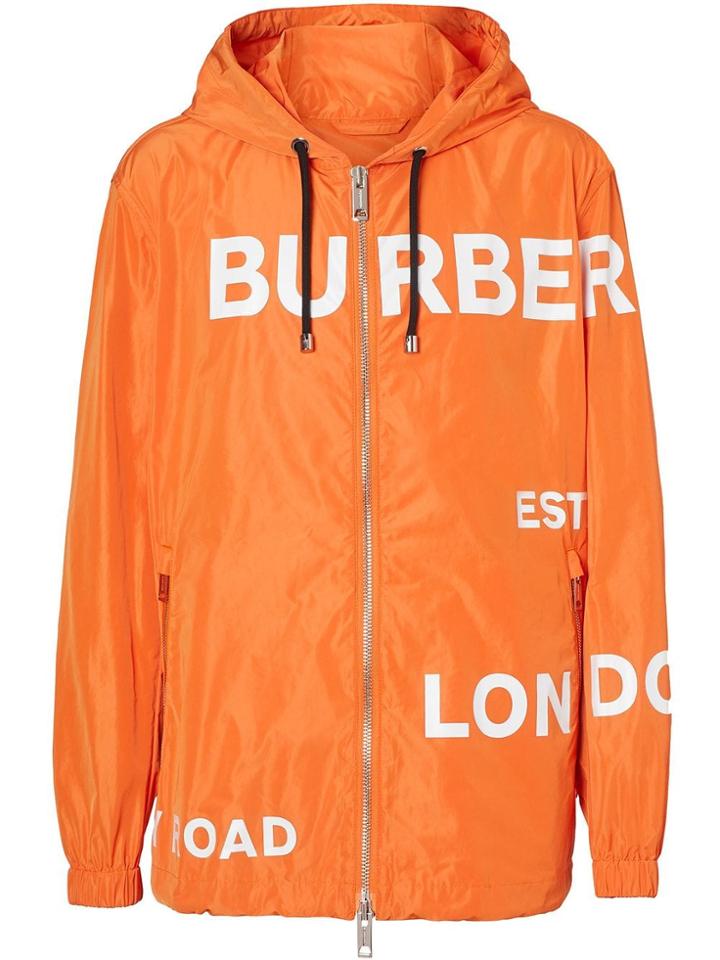 Burberry Horseferry Print Nylon Hooded Jacket - Orange