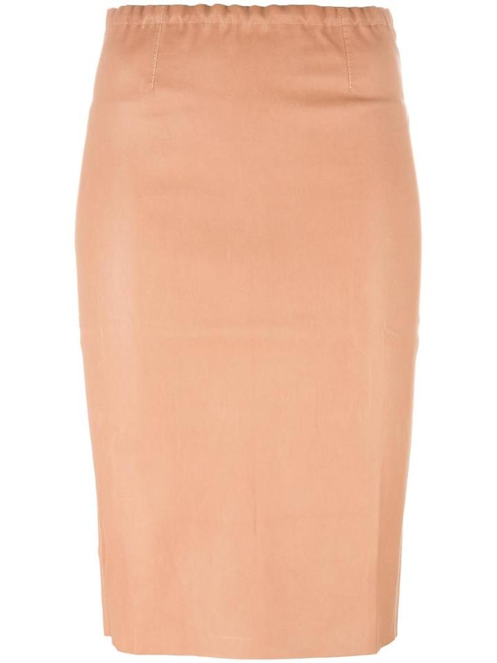 Stouls - Gilda Pencil Skirt - Women - Cotton/lamb Skin/spandex/elastane/lyocell - S, Nude/neutrals, Cotton/lamb Skin/spandex/elastane/lyocell