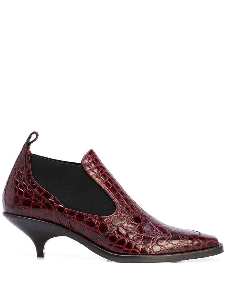 Sies Marjan Kora 50mm Croc-effect Booties - Red