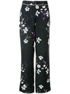 Closed Floral Print Trousers - Black
