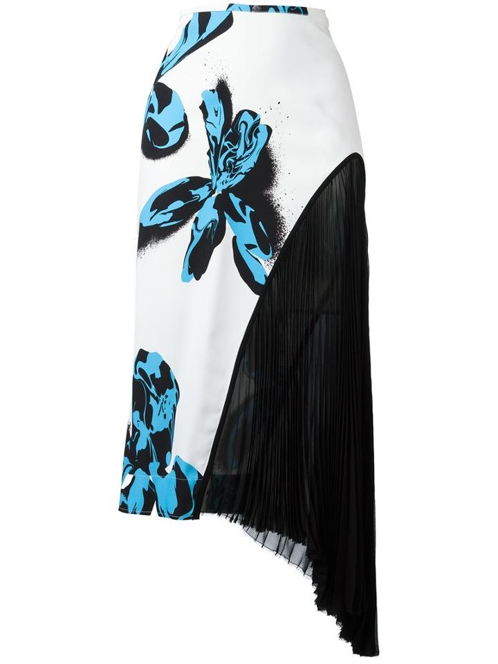Cédric Charlier Floral Print Asymmetric Skirt, Women's, Size: 44, White, Rayon