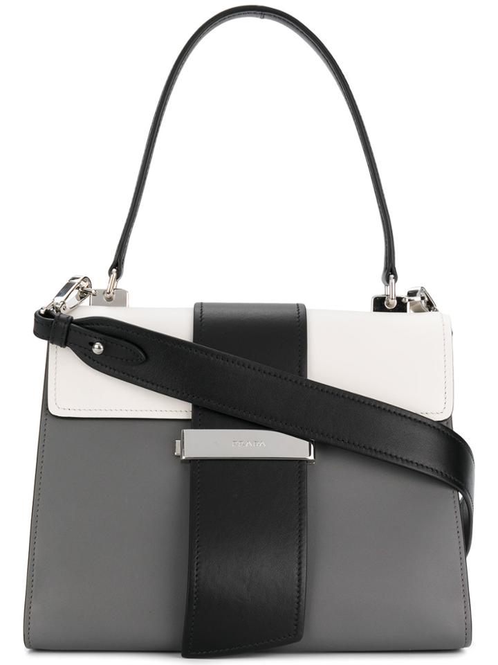 Prada Ribbon Colour Block Tote - Grey
