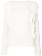 Iro Dolipa Ruffled Pointelle-knit Sweater - White
