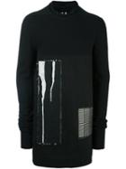 Rick Owens Patchwork Sweatshirt, Men's, Size: Small, Black, Cotton/cupro/spandex/elastane/calf Leather