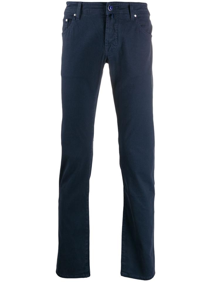 Jacob Cohen Plain Slim-fit Trousers - Blue