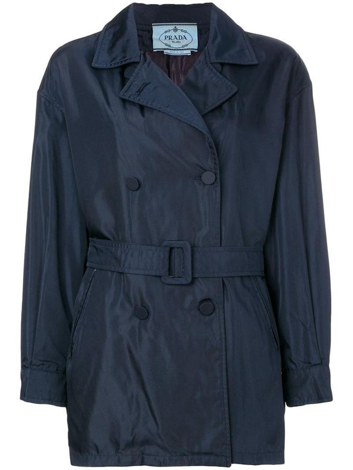 Prada Pre-owned Short Trench Coat - Blue