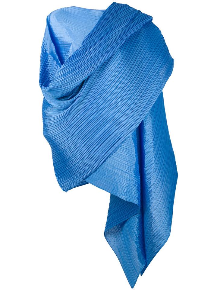 Pleats Please By Issey Miyake - Oversized Scarf - Women - Polyester - One Size, Blue, Polyester