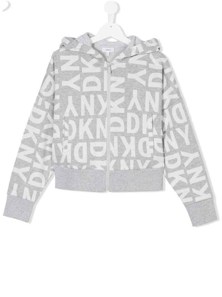 Dkny Kids Logo Zip Hoodie - Grey