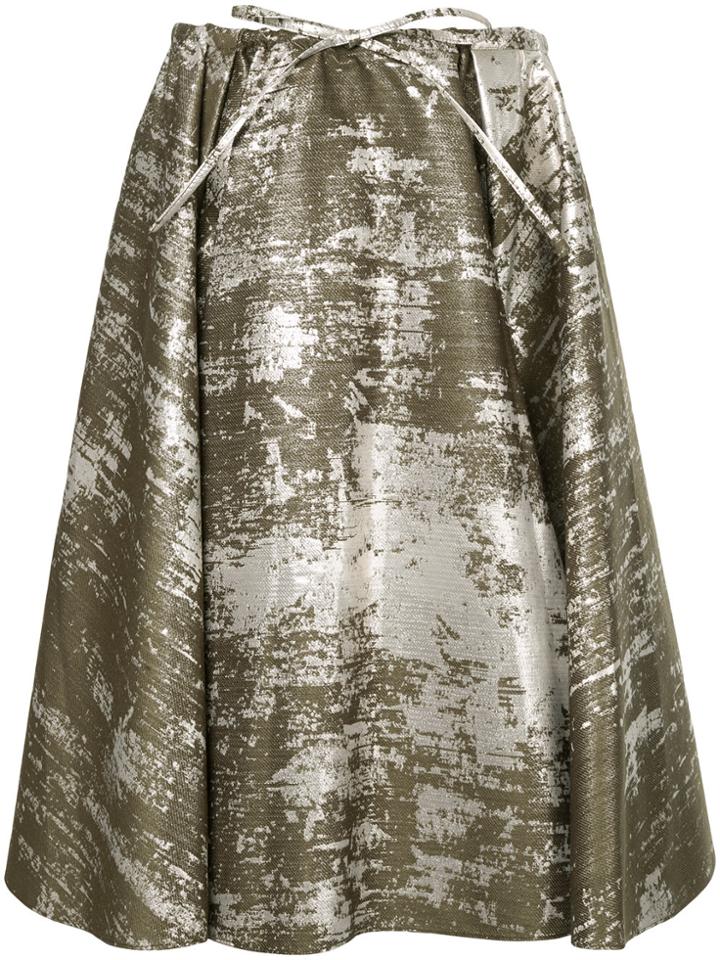 Jil Sander Navy Spotted Pattern Full Skirt - Green