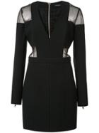 Balmain Sheer Detail Fitted Dress - Black