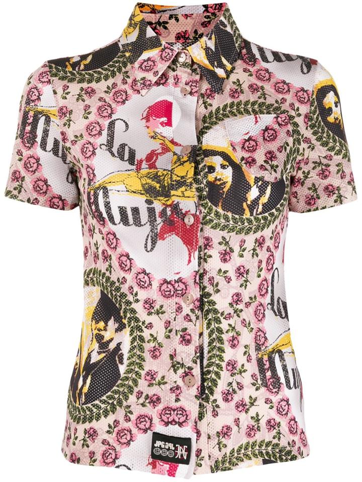 Jean Paul Gaultier Pre-owned 1990s La Mujer Print Mesh Top - Black