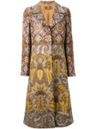 Etro Long Jacquard Coat, Women's, Size: 44, Brown, Viscose