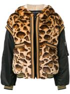Dolce & Gabbana Leopard Oversized Hooded Jacket - Black