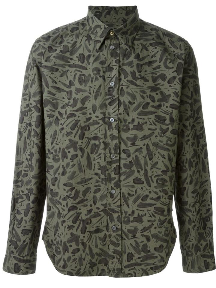 Paul Smith Jeans Brush Stroke Print Shirt, Men's, Size: S, Green, Cotton