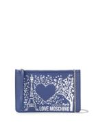 Love Moschino Flat Paris Clutch - Blue