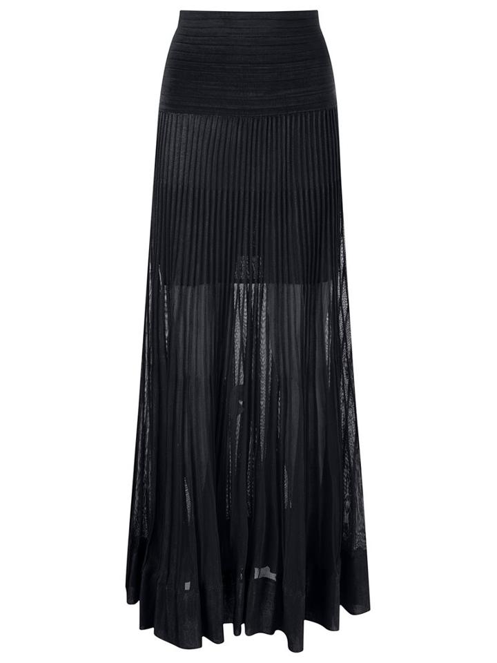 Andrea Bogosian Long Ribbed Skirt, Women's, Size: P, Blue, Polyamide/viscose