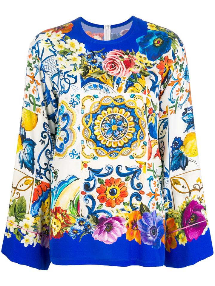 Dolce & Gabbana Majolica Printed Blouse - Blue