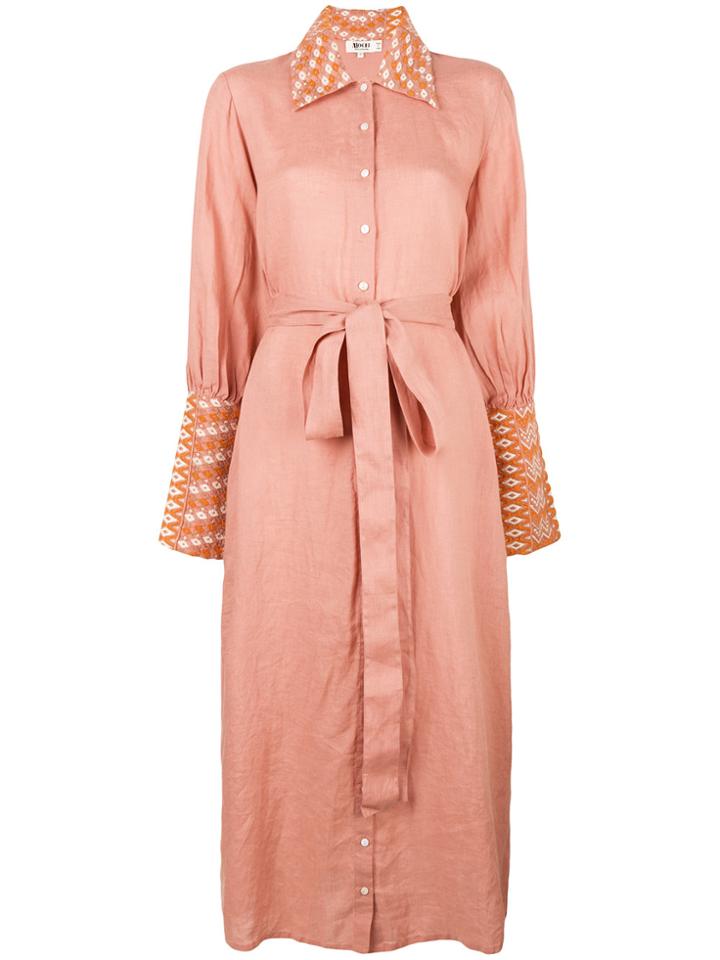 All Things Mochi Embroidered Details Shirt Dress - Pink & Purple