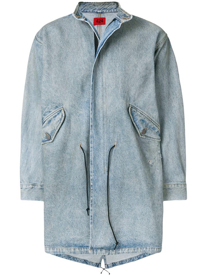 424 Fairfax Denim Zipped Coat - Blue