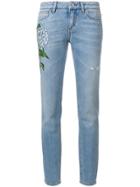 Dolce & Gabbana Floral Patch Straight-leg Jeans - Blue