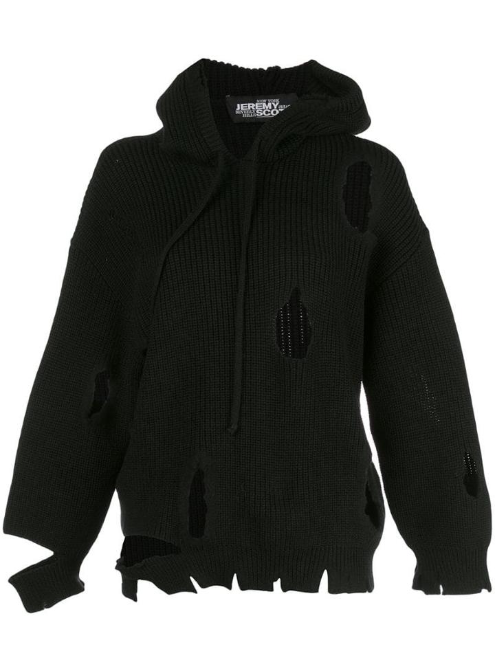 Jeremy Scott Destroyed Hooded Jumper - Black