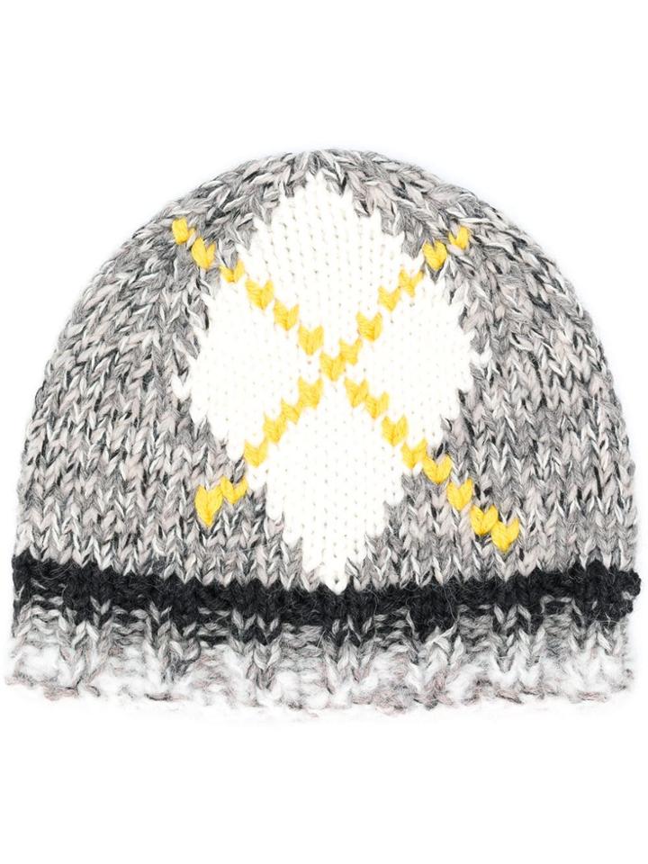 Pringle Of Scotland Handknit Argyle Beanie - Nude & Neutrals