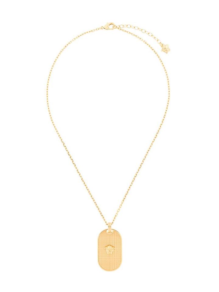 Versace Medusa Plaque Necklace, Men's, Metallic