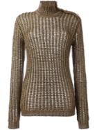 Balmain Ribbed Open Knit Jumper, Women's, Size: 40, Grey, Polyamide/polyester/viscose/wool