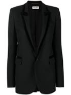 Saint Laurent Velvet Trim Single-breasted Blazer - Black