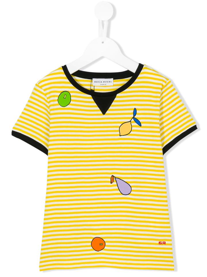 Rykiel Enfant Printed Stripe T-shirt, Girl's, Size: 8 Yrs, Yellow/orange