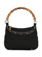 Gucci Pre-owned Bamboo Line Gg Monogram Studded Tote - Black