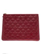 Comme Des Garçons Wallet Embossed Flowers Coin Purse - Red