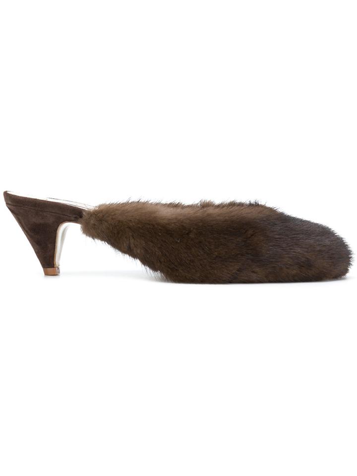 Natasha Zinko Kitten Heel Mules - Brown