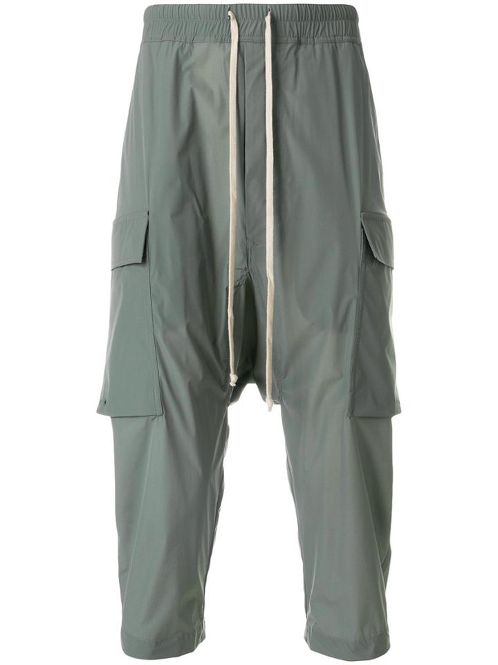 Rick Owens Drawstring Cargo Cropped Trousers - Green
