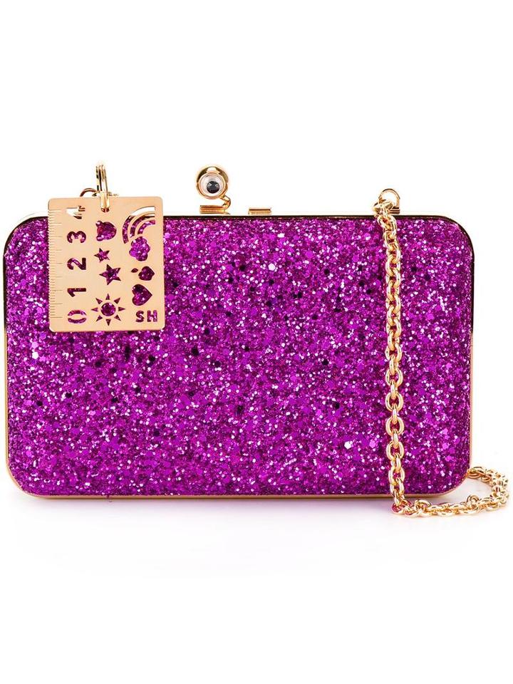 Sophie Hulme Glitter Clutch, Women's, Pink/purple, Plastic/metal (other)/pvc