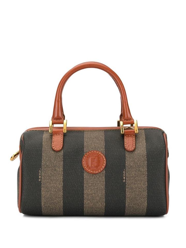 Fendi Pre-owned Pequin Pattern Mini Hand Bag - Brown