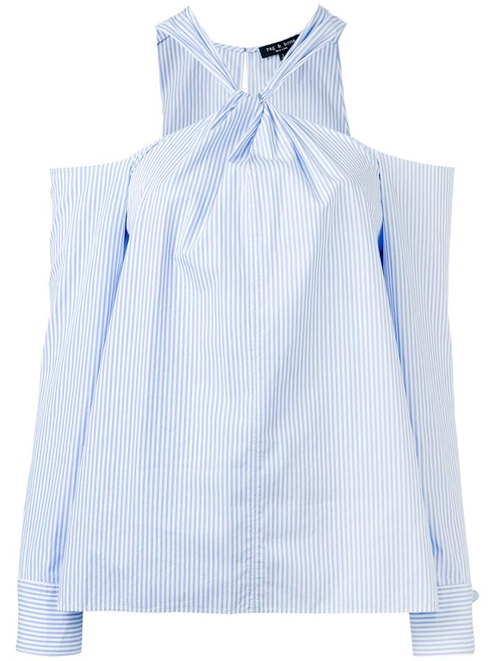 Rag & Bone - Striped Halterneck Blouse - Women - Cotton - Xs, Blue, Cotton